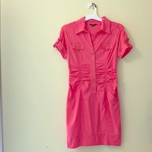 Pink button down dress with pockets